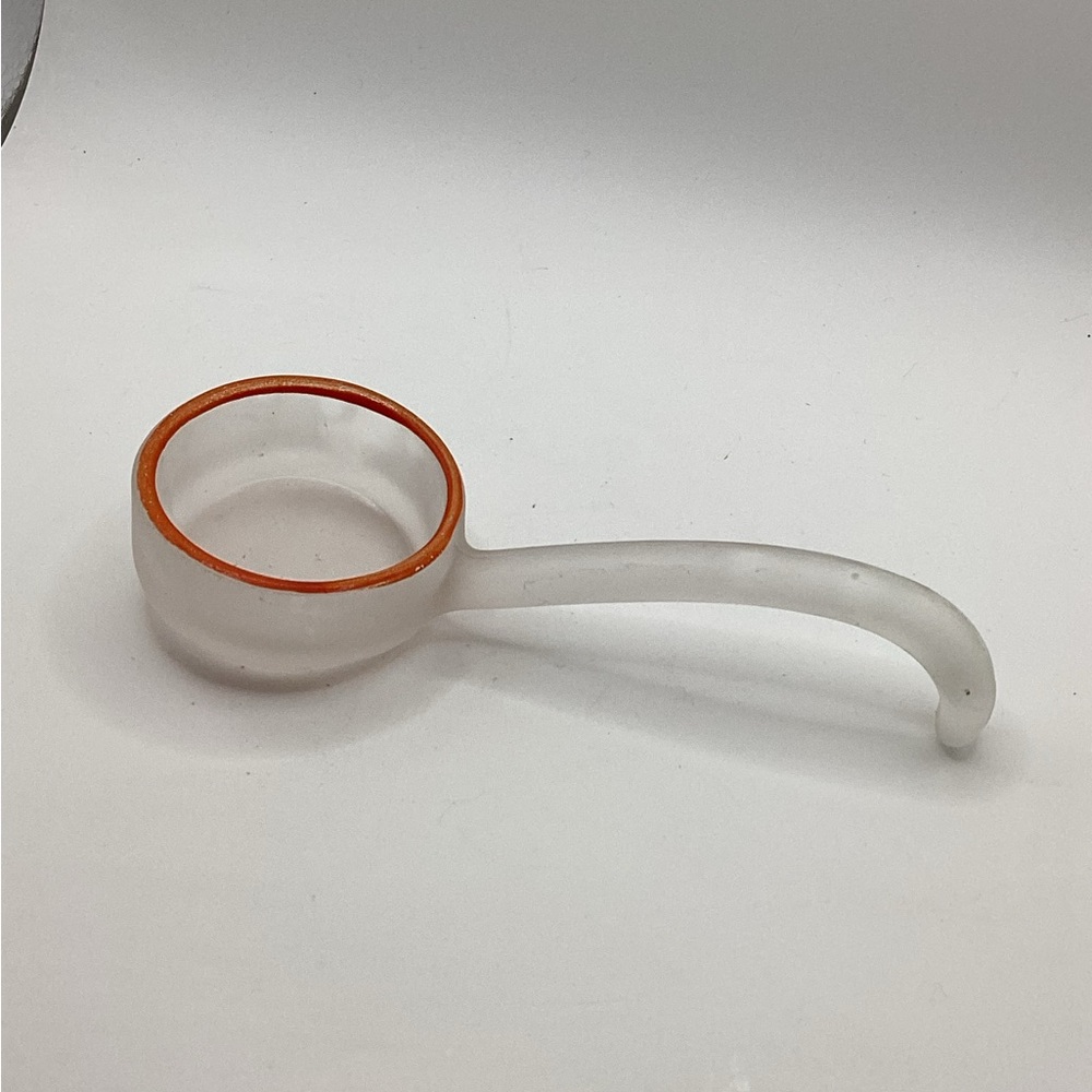 Frosted Depression Glass Ladle Mayo/Sauce with Orange Rim Vintage